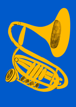 Colorful Minimalist euphonium in Bold Flat Colors