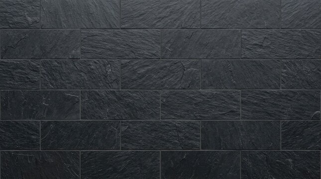 Dark grey slate stone wall tile background texture
