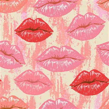 vintage kiss lips pattern