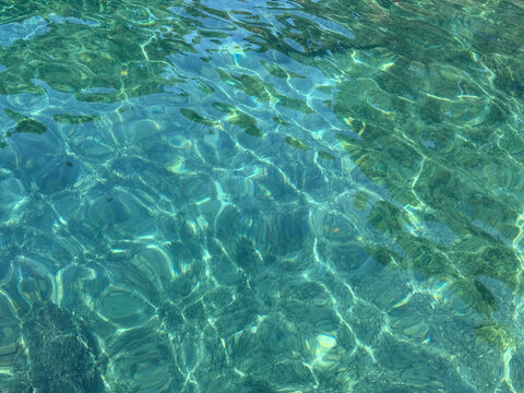 Сrystal clear sea water with turquoise and emerald hues