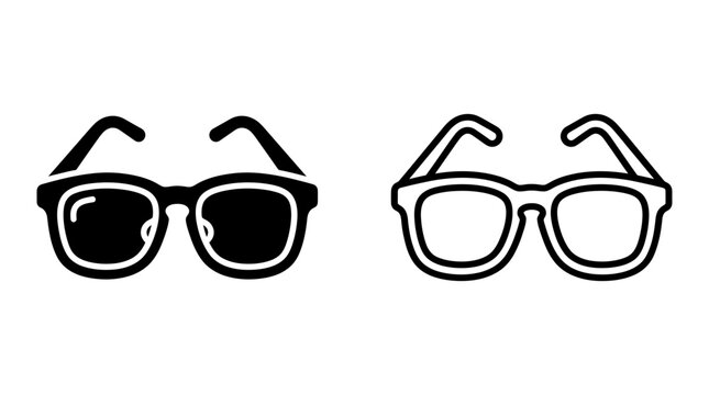 Black and white eyeglasses icon set vector graphic design illustration with designer