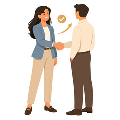 Fototapeta premium Business people shaking hands after successful deal vector illustration