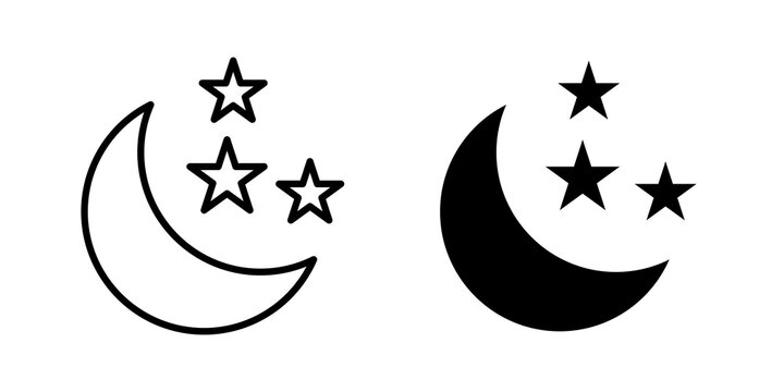 Moon stars icon vector pictograms group