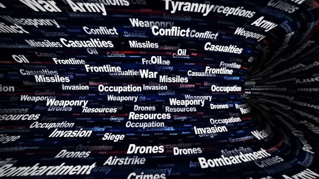 WAR Keywords Animation on Tunnel Walls, Background, Loop

