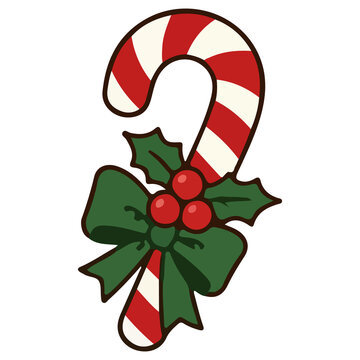Cute Christmas candy cane vector illustration