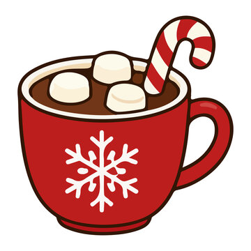 Cute Christmas hot chocolate vector illustration