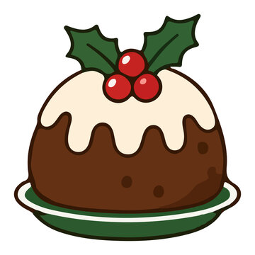 Cute Christmas pudding vector illustration