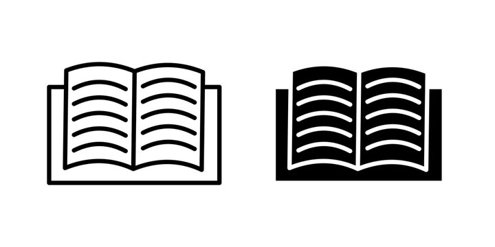 Open textbook icon vector pictograms group