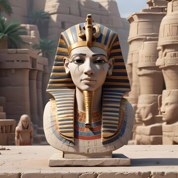 Statue majestueuse d'un pharaon au c&oelig;ur de la civilisation &eacute;gyptienne antique