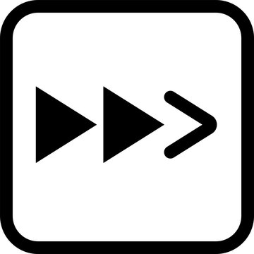 Fast Forward Button PNG with Double Right Pointing Triangles Inside Rounded Square Isolated on Transparent Background