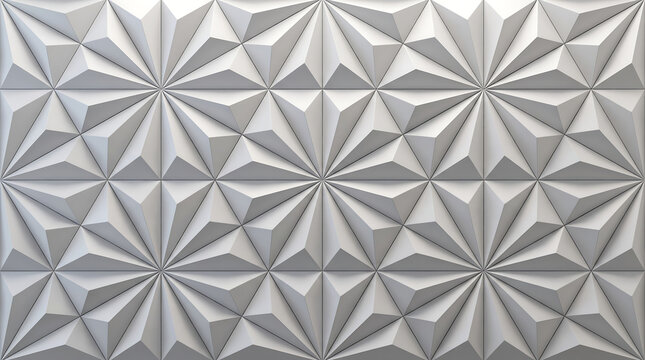 Modern white wall panel featuring repeating 3D geometric star shapes, geometric