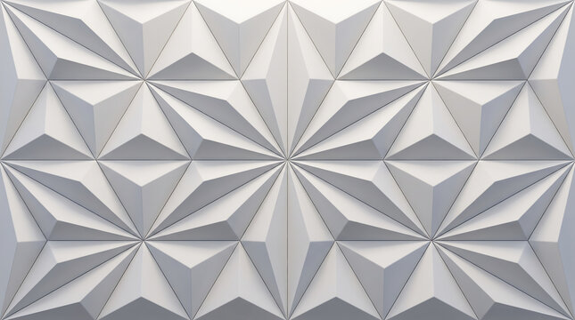White 3D geometric wall panel with star pattern and triangular relief texture