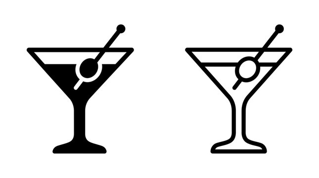 Cocktail glass icon vector illustration silhouette and outline style with cocktail silhouette beverage