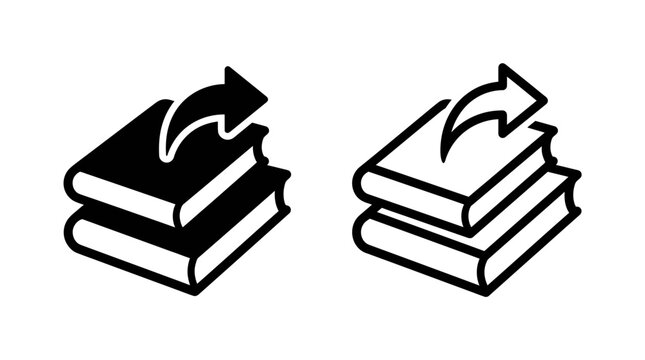 Books stack export transfer icon vector graphic design element symbol with transfer silhouette education