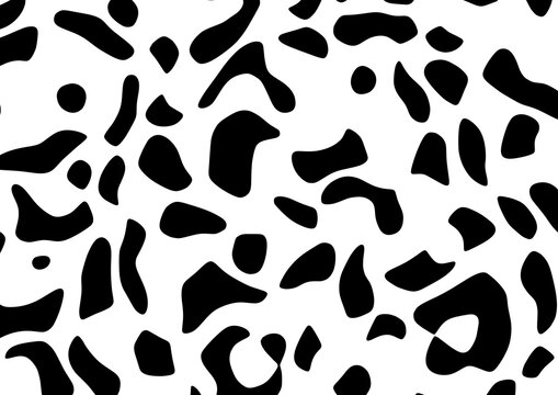 Black and White Organic Blob Pattern PNG, cow print, dalmatian, spots, seamless, vector, design, Abstract Animal Print Vector