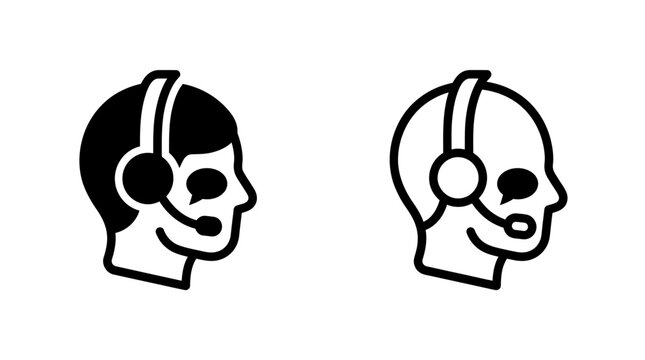 Customer support service operator profile head icon with headset and speech bubble operator customer