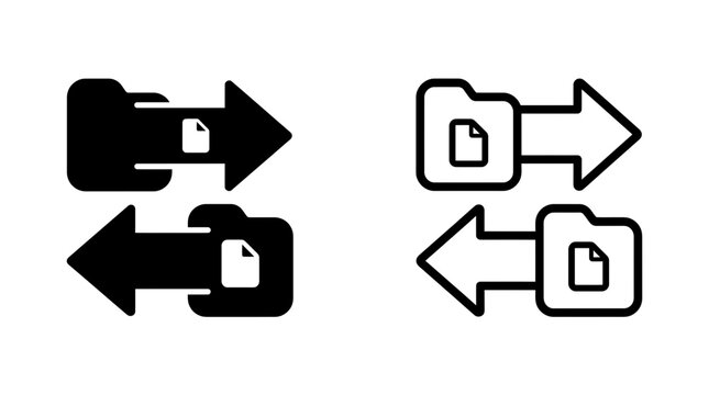 Folder file transfer icons featuring directional arrows for upload and download transfer download