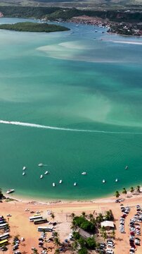 Gunga Beach In Maceio Alagoas Brazil. Breathtaking Aerial View Of A Lush Tropical Coastline Scenery. Summer Backgrounds. Bay Water Landscape. Maceio Alagoas.