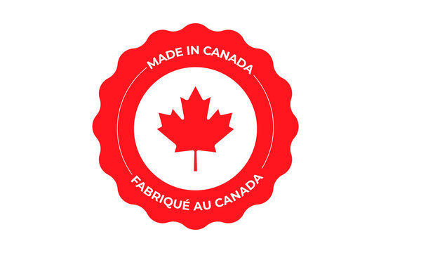 Red circular emblem featuring a maple leaf and bilingual text AQ
