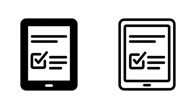Digital tablet computer with checklist document and checkmark icon vector graphic illustration, checklist