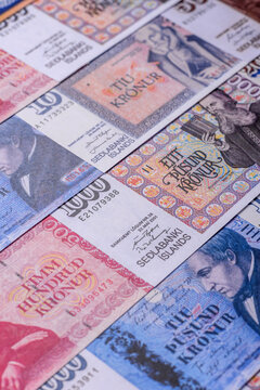 Iceland, Icelandic paper banknotes krona for settlements and financial transactions. Icelandic krona