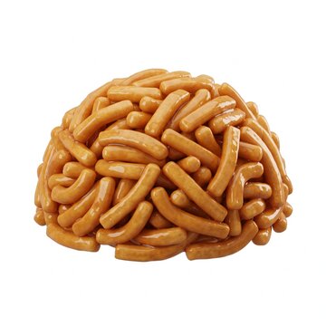 A dome shaped pile of traditional fried honey dough pastry isolated on a white background, authentic tatar cuisine, sweet dessert, cultural dish.