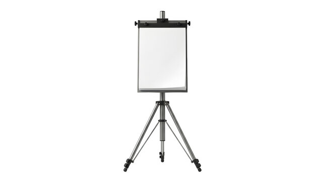 Empty flip chart on a tripod stand isolated on transparent background