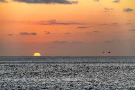 Sunset at Ponta de Areia, one of the main tourist attractions in the city of Sao Lu&iacute;s, Maranhao.