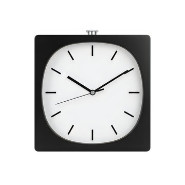 Modern square wall clock with black frame and white analog clock face
