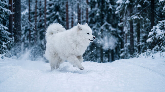 Polar bear exploring in snow landscape, creative anthropomorphic lifestyle scene exploring animal behavior, responsible care, companionship, wellbeing, humane values, education, modern lifestyle