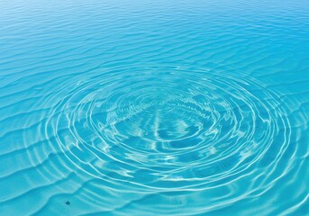 Fototapeta premium Crystalline blue water surfaces displaying gentle undulating waves and concentric circular ripples expanding outward in a peaceful scene, concentric, peaceful, clean