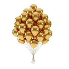 Fototapeta premium A large bunch of shiny metallic gold balloons isolated on white background