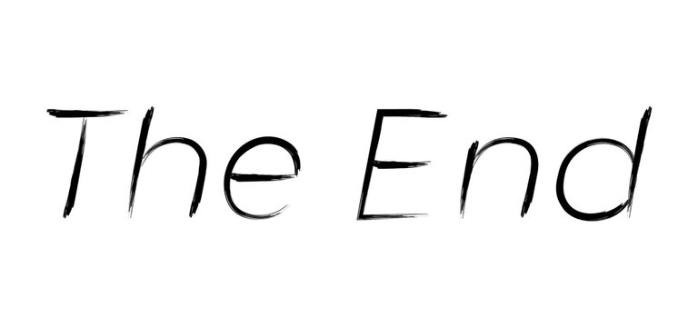 Hand-written brush stroke "The End" typography on transparent background