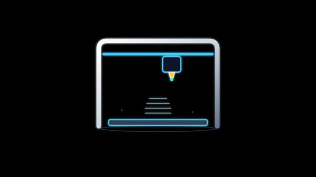 Animated 3D Printer Manufacturing Technology Line Icon