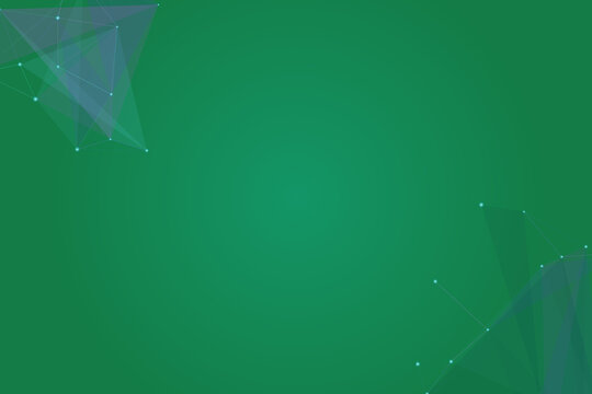 Abstract green background with connected plexus geometric shapes