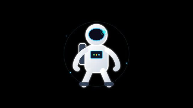 Animated Astronaut Space Suit Character Line Icon