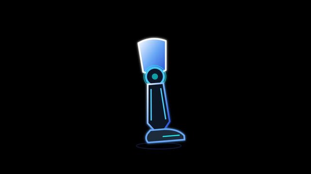 Animated Prosthetic Bionic Leg Medical Robotics Line Icon