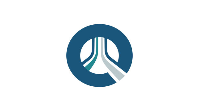 Abstract circle logo with three convergent paths.