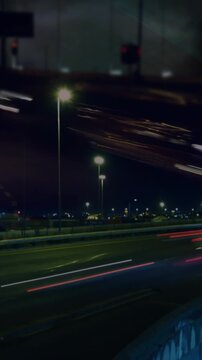 Road traffic in city at night 4k