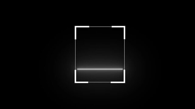 White outlined rectangular frame with soft horizontal glow on dark background for clean minimal digital design 4k visuals