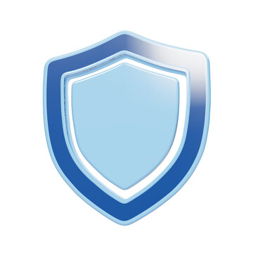Glossy 3D shield icon with protective layer and blue gradient finish isolated for security protection isolated on a transparent background