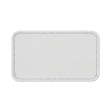 Blank fabric patch with stitched edges isolated on transparent background