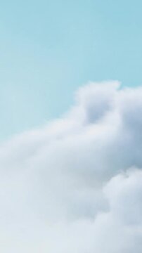 Animation of gray sculpture of woman over blue sky and clouds, copy space