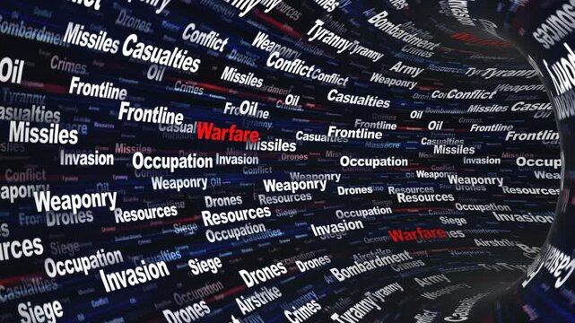 WARFARE Keywords Animation on Tunnel Walls, Background, Loop
