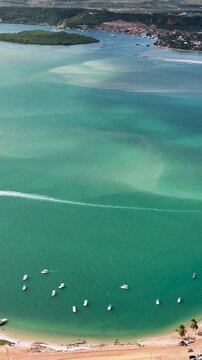 Gunga Beach In Maceio Alagoas Brazil. Breathtaking Aerial View Of A Lush Tropical Coastline Scenery. Summer Backgrounds. Bay Water Landscape. Maceio Alagoas.