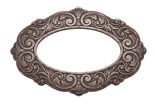 Oval label frame in vintage engraving style, ornate details, sharp focus, studio lighting, isolated on transparent background