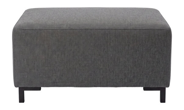 Graphite fabric ottoman with strict lines, detailed single commercial object isolated on transparent background
