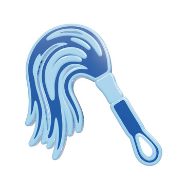 Glossy blue flyswatter or whip tool icon rendered in three dimensions with light blue metallic outlines isolated on a transparent background