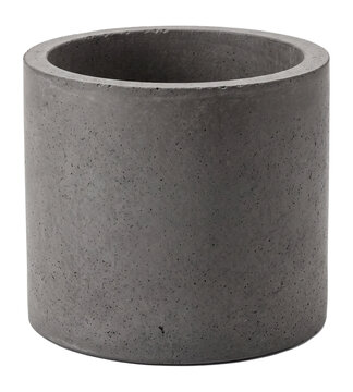 Modern minimalist concrete planter pot, a single object for garden and facade decor, isolated on transparent background