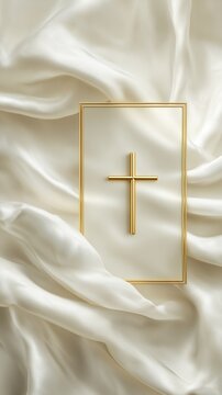 Frame with a cross and ornate religious frames and ethnic decorative leaves. Perfect for Easter cards, Christmas cards, and baptism cards.
